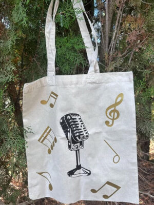 Tote bag vinilo negro y dorado