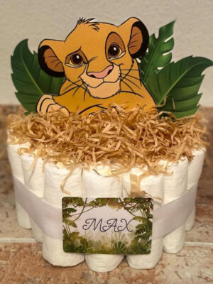 Tarta pañales 1 piso Rey León