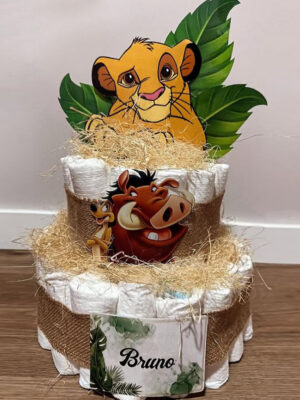 Tarta pañales 2 piso Rey León