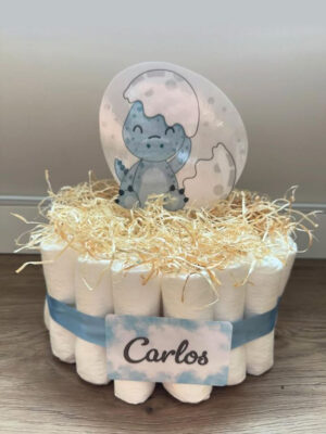 Tarta pañales 1 piso dinosaurio