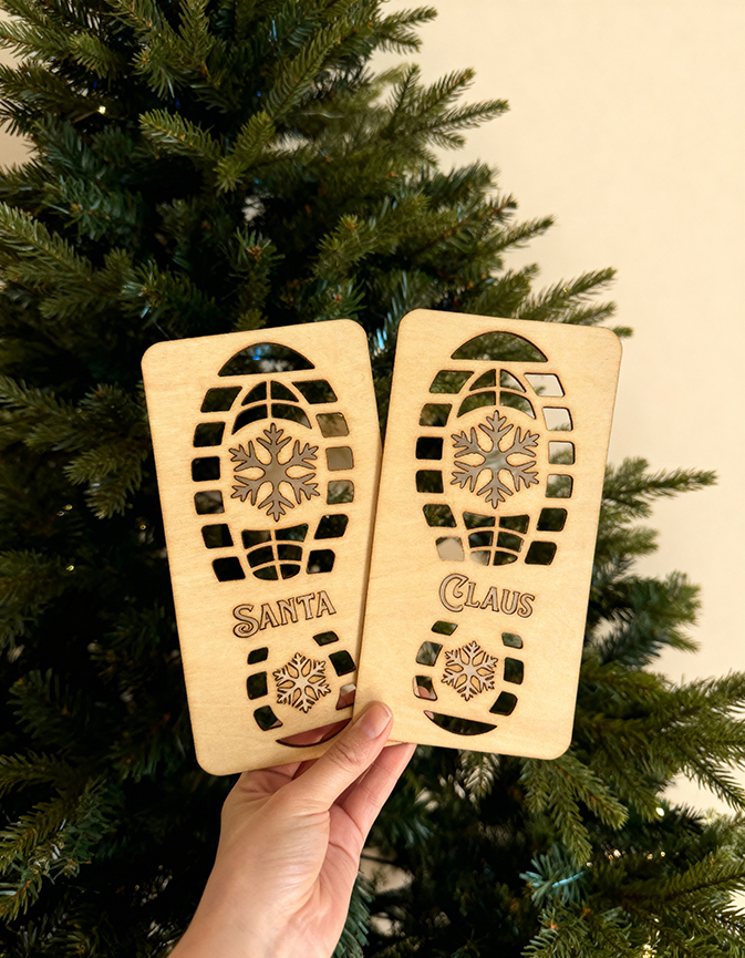 Adorno Navideño de Madera – Huellas Decorativas