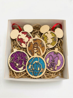 Pack de 5 Adornos Navideños de Madera - Disney