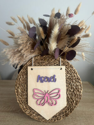 Banderín nombre personalizado mariposa